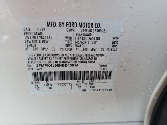 2FMPK4J98NBB15914 - 2022 FORD EDGE SEL أبيض صورة 13