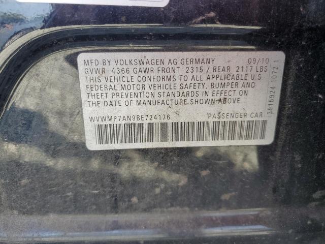 WVWMP7AN9BE724176 - 2011 VOLKSWAGEN CC SPORT أسود صورة 12