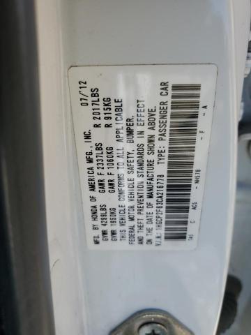1HGCP2F63CA216778 - 2012 HONDA ACCORD SE WHITE photo 12