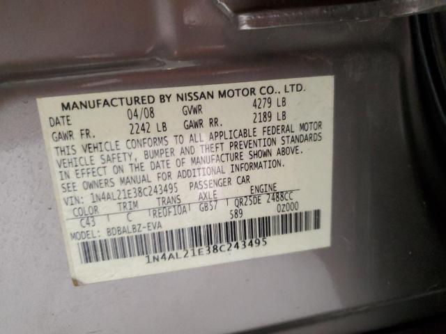 1N4AL21E38C243495 - 2008 NISSAN ALTIMA 2.5 BROWN photo 12