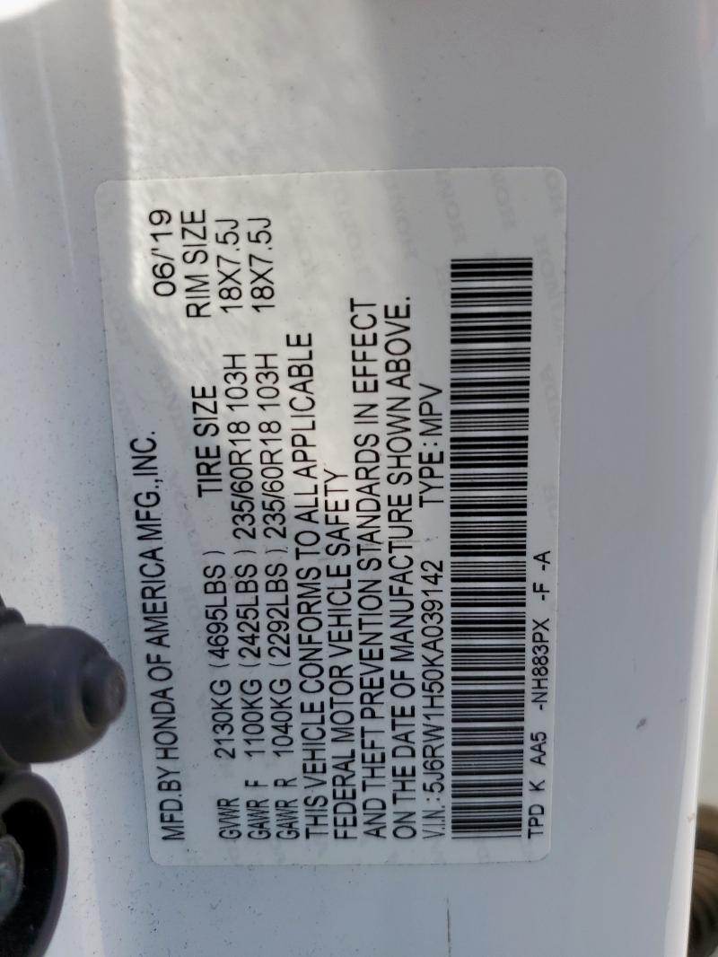 5J6RW1H50KA039142 - 2019 HONDA CR-V EX Beyaz fotoğraf 13