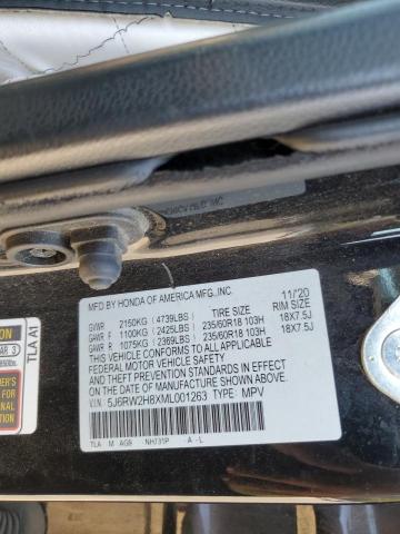 5J6RW2H8XML001263 - 2021 HONDA CR-V EXL أسود صورة 14
