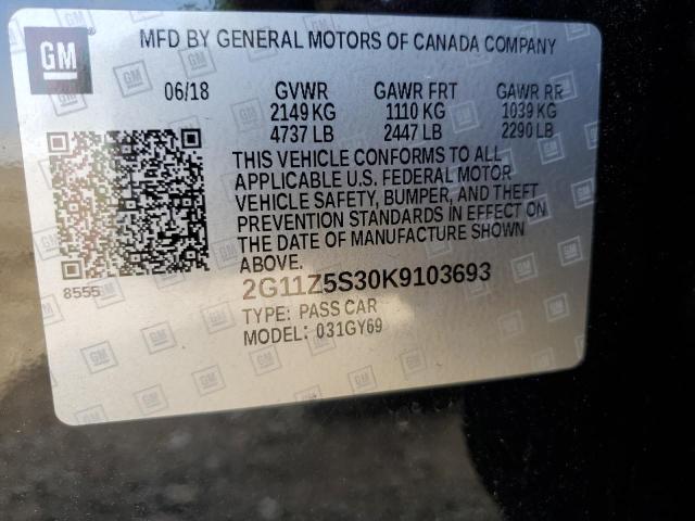 2G11Z5S30K9103693 - 2019 CHEVROLET IMPALA LT Schwarz Foto 12