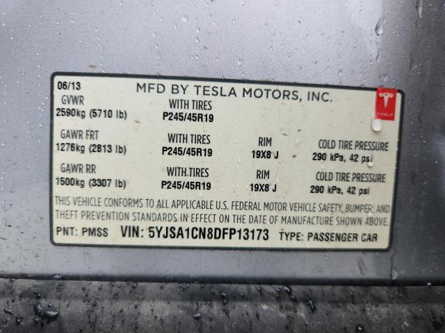 5YJSA1CN8DFP13173 - 2013 TESLA MODEL S Серебристый фото 12