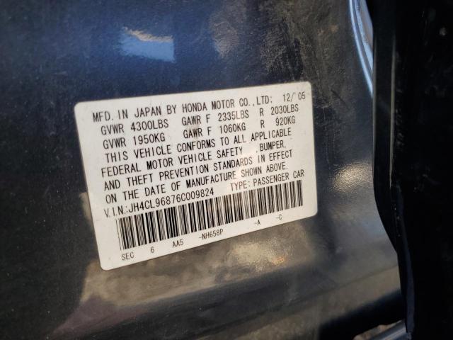 JH4CL96876C009824 - 2006 ACURA TSX CHARCOAL photo 12