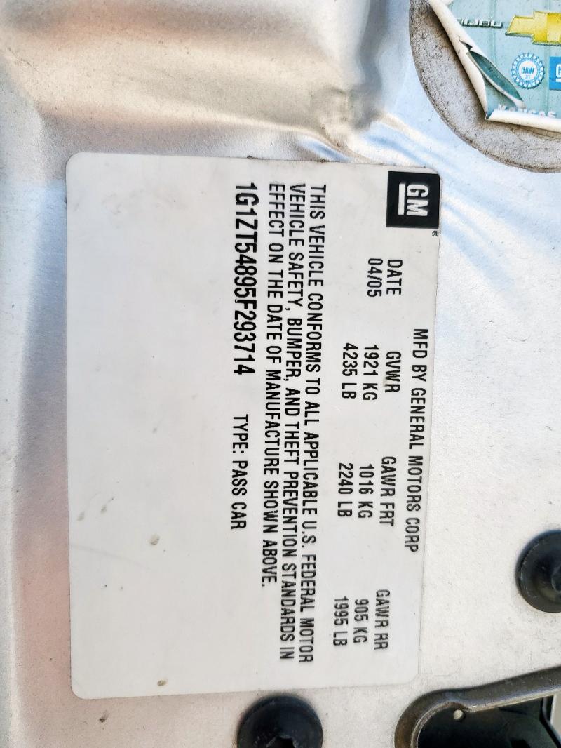 1G1ZT54895F293714 - 2005 CHEVROLET MALIBU LS 银色 照片 12