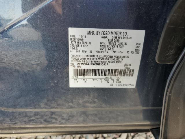 2FMPK4J99KBB30837 - 2019 FORD EDGE SEL Կապույտ լուսանկար 14