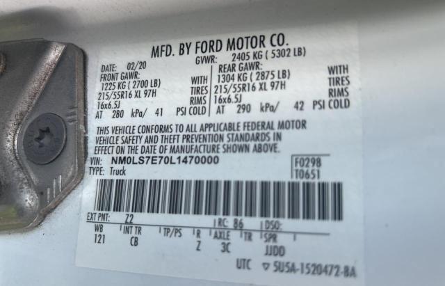 NM0LS7E70L1470000 - 2020 FORD TRANSIT CO XL თეთრი ფოტო 10