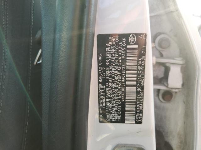 VNKKTUD37HA078722 - 2017 TOYOTA YARIS L Սպիտակ լուսանկար 13