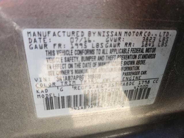 3N1AB7AP8GY319328 - 2016 NISSAN SENTRA S GRAY photo 13