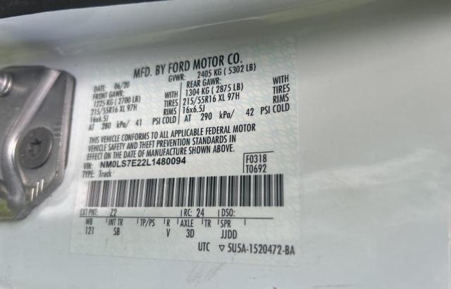 NM0LS7E22L1480094 - 2020 FORD TRANSIT CO XL WHITE photo 10
