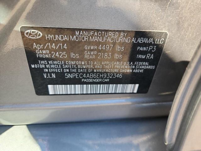 5NPEC4AB6EH932346 - 2014 HYUNDAI SONATA SE Сұр фото 12