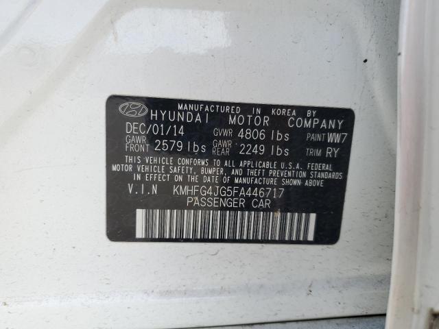 KMHFG4JG5FA446717 - 2015 HYUNDAI AZERA WHITE photo 12