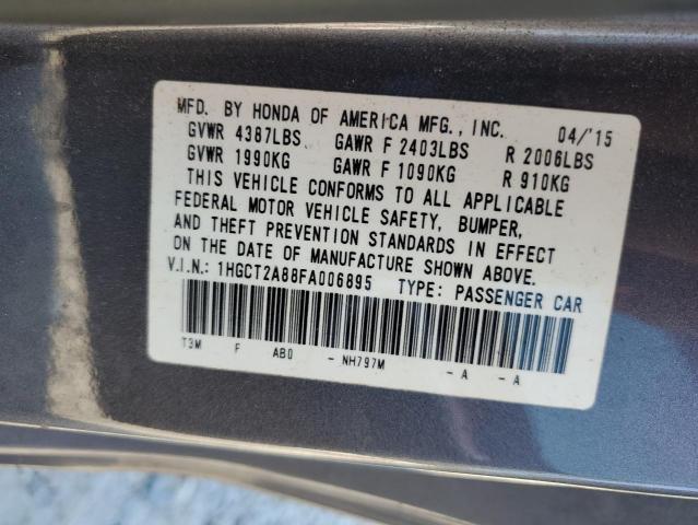1HGCT2A88FA006895 - 2015 HONDA ACCORD EXL GRAY photo 12
