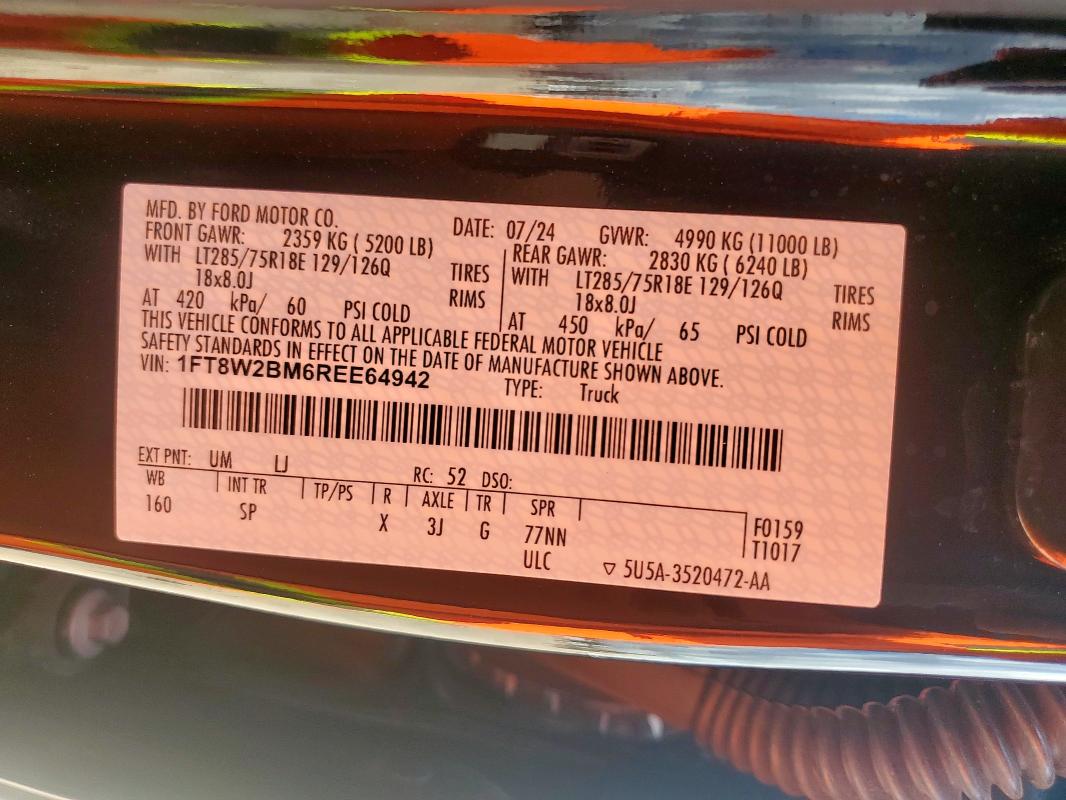 1FT8W2BM6REE64942 - 2024 FORD F250 SUPER DUTY Qara foto 13