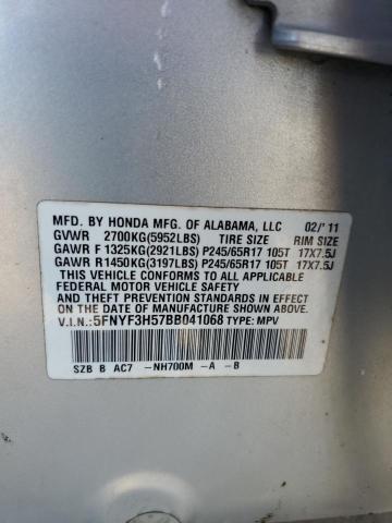 5FNYF3H57BB041068 - 2011 HONDA PILOT EXL Srebrny zdjęcie 14