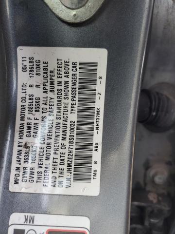 JHMZE2H71BS010032 - 2011 HONDA INSIGHT EX GRAY photo 12