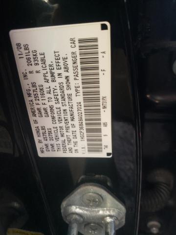 1HGCP36849A027024 - 2009 HONDA ACCORD EXL BLACK photo 12