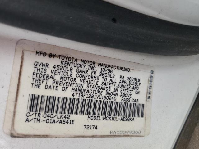 4T1BF12B1VU150240 - 1997 TOYOTA AVALON XL WHITE photo 12