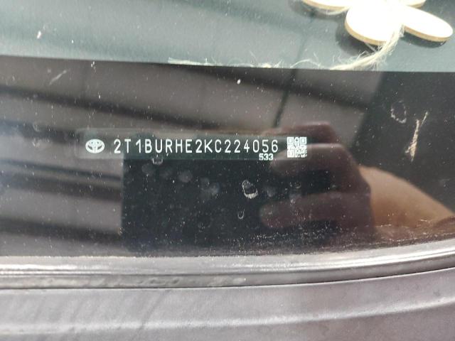 2T1BURHE2KC224056 - 2019 TOYOTA COROLLA L Կարմիր լուսանկար 12