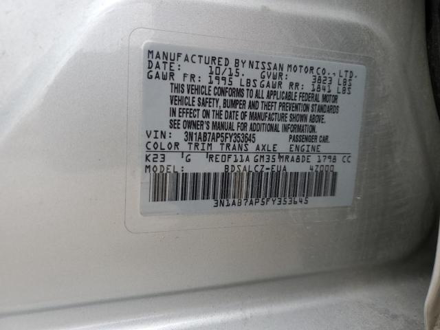 3N1AB7AP5FY353645 - 2015 NISSAN SENTRA S SILVER photo 12