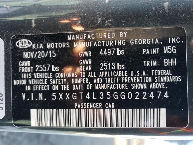 5XXGT4L35GG022474 - 2016 KIA OPTIMA LX CHARCOAL photo 13