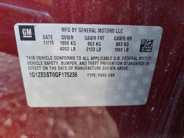 1G1ZE5ST6GF175236 - 2016 CHEVROLET MALIBU LT BURGUNDY photo 12