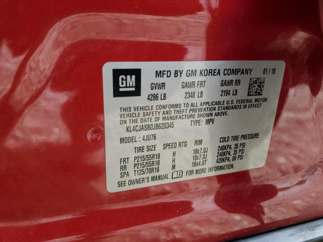 KL4CJASB0JB620345 - 2018 BUICK ENCORE PREFERRED MAROON photo 13