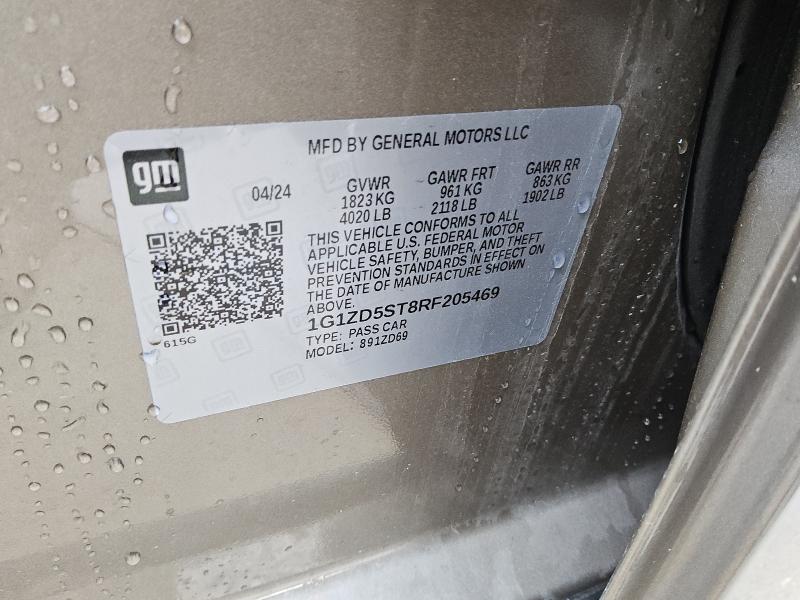 1G1ZD5ST8RF205469 - 2024 CHEVROLET MALIBU LT TAN photo 12