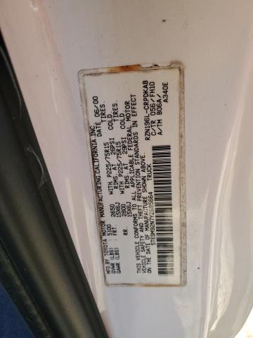 5TESM92N7YZ695664 - 2000 TOYOTA TACOMA XTRACAB PRERUNNER 白色 照片 12