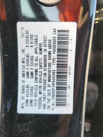 1HGCR2F34FA043485 - 2015 HONDA ACCORD LX BLACK photo 12