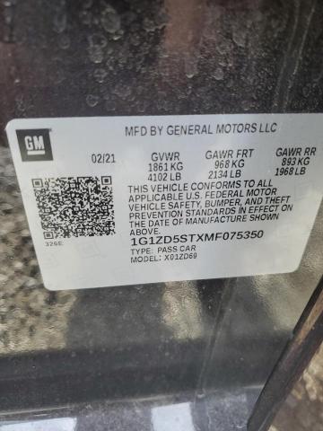 1G1ZD5STXMF075350 - 2021 CHEVROLET MALIBU LT BURGUNDY photo 12