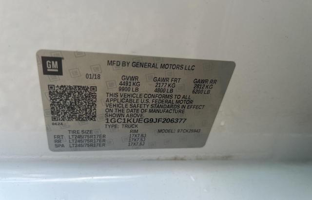 1GC1KUEG9JF206377 - 2018 CHEVROLET SILVERADO K2500 HEAVY DUTY WHITE photo 10