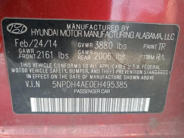 5NPDH4AE0EH495385 - 2014 HYUNDAI ELANTRA SE BURGUNDY photo 12