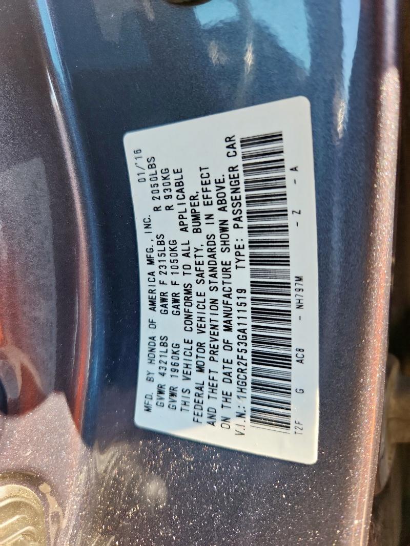 1HGCR2F53GA111519 - 2016 HONDA ACCORD SPORT Boz foto 12