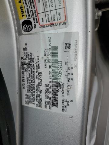 3FAHP0HA9CR402623 - 2012 FORD FUSION SE SILVER photo 12