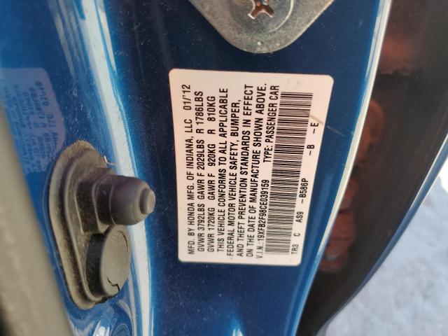 19XFB2F98CE039159 - 2012 HONDA CIVIC EXL BLUE photo 13