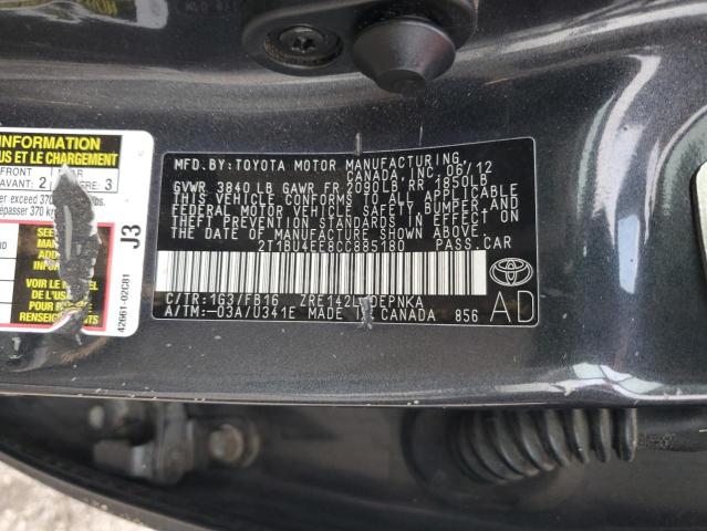 2T1BU4EE8CC885180 - 2012 TOYOTA COROLLA BASE Graphit Foto 12