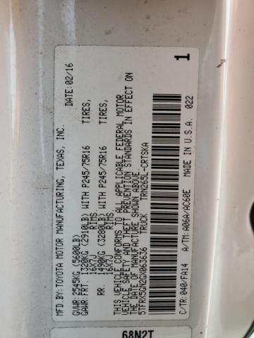 5TFRX5GN2GX063636 - 2016 TOYOTA TACOMA ACCESS CAB 白色 照片 12