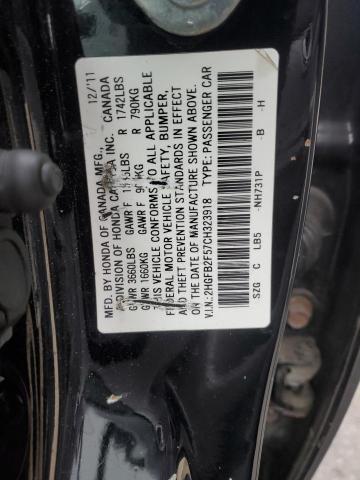 2HGFB2F57CH323918 - 2012 HONDA CIVIC LX BLACK photo 12