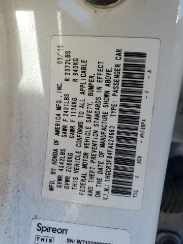 1HGCR3F84FA024663 - 2015 HONDA ACCORD EXL WHITE photo 13