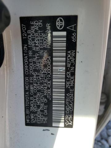 JTDBL40E19J000454 - 2009 TOYOTA COROLLA BASE WHITE photo 12