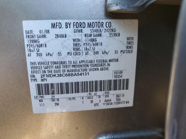 2FMDK38C68BA54131 - 2008 FORD EDGE SEL GRAY photo 13