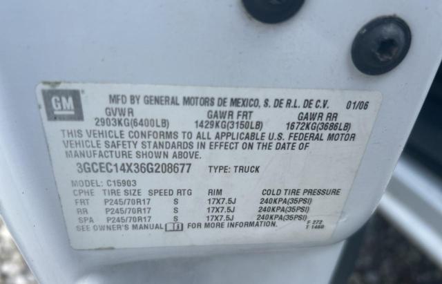 3GCEC14X36G208677 - 2006 CHEVROLET SILVERADO C1500 WHITE photo 10