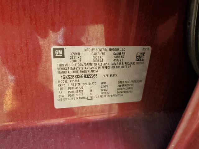 1GKS2BKC6GR322965 - 2016 GMC YUKON SLT BURGUNDY photo 14