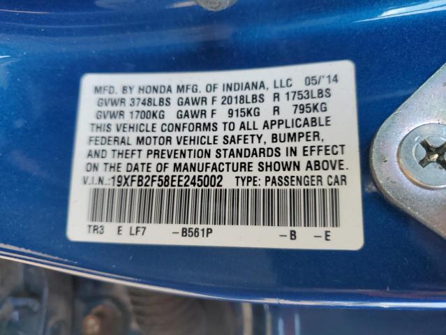 19XFB2F58EE245002 - 2014 HONDA CIVIC LX BLUE photo 12
