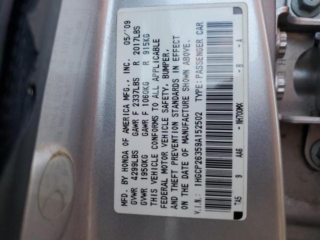 1HGCP26359A152502 - 2009 HONDA ACCORD LX SILVER photo 12