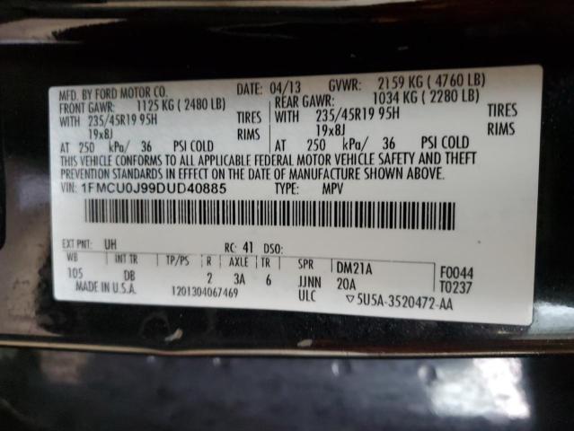 1FMCU0J99DUD40885 - 2013 FORD ESCAPE TITANIUM BLACK photo 13