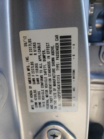 1HGCP2F34CA191315 - 2012 HONDA ACCORD LX SILVER photo 12