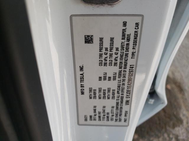 5YJ3E1EA2MF029741 - 2021 TESLA MODEL 3 WHITE photo 13